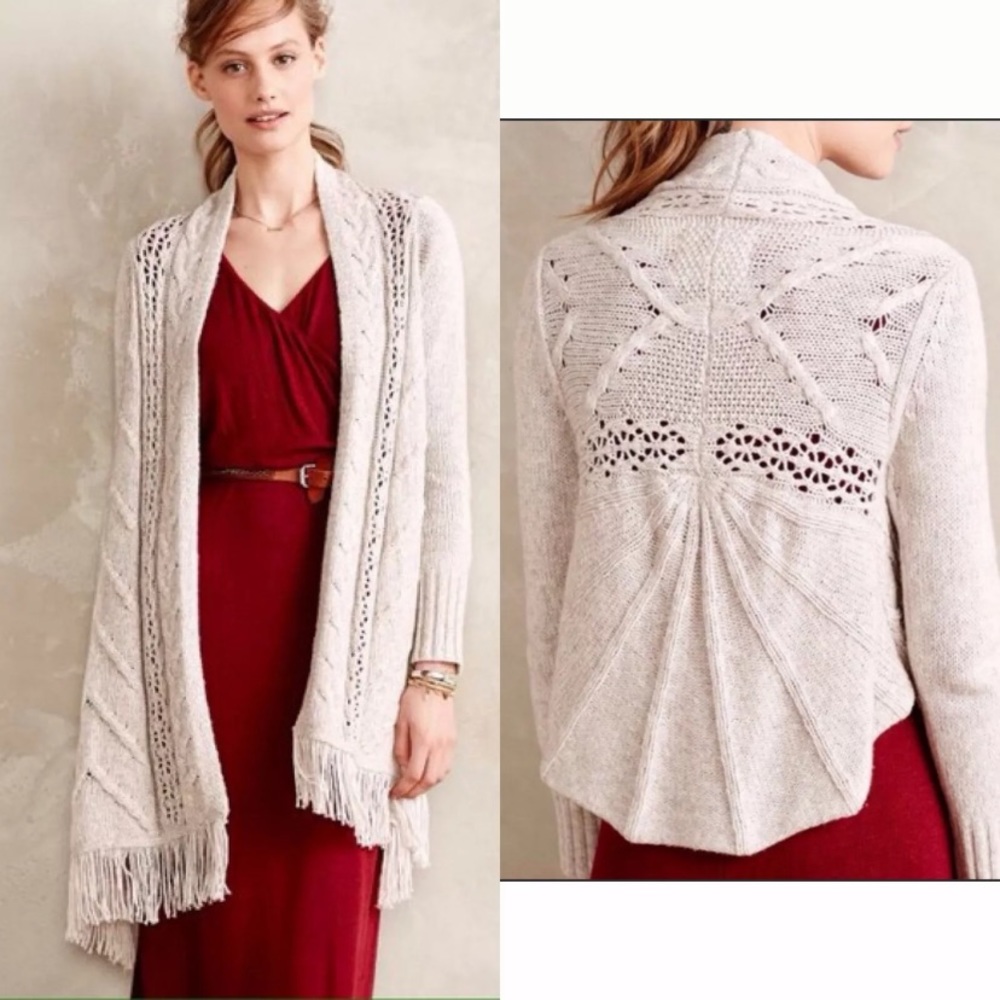 Anthropologie Angel Of The North Anais Wool Blend Long Cardigan Sweater